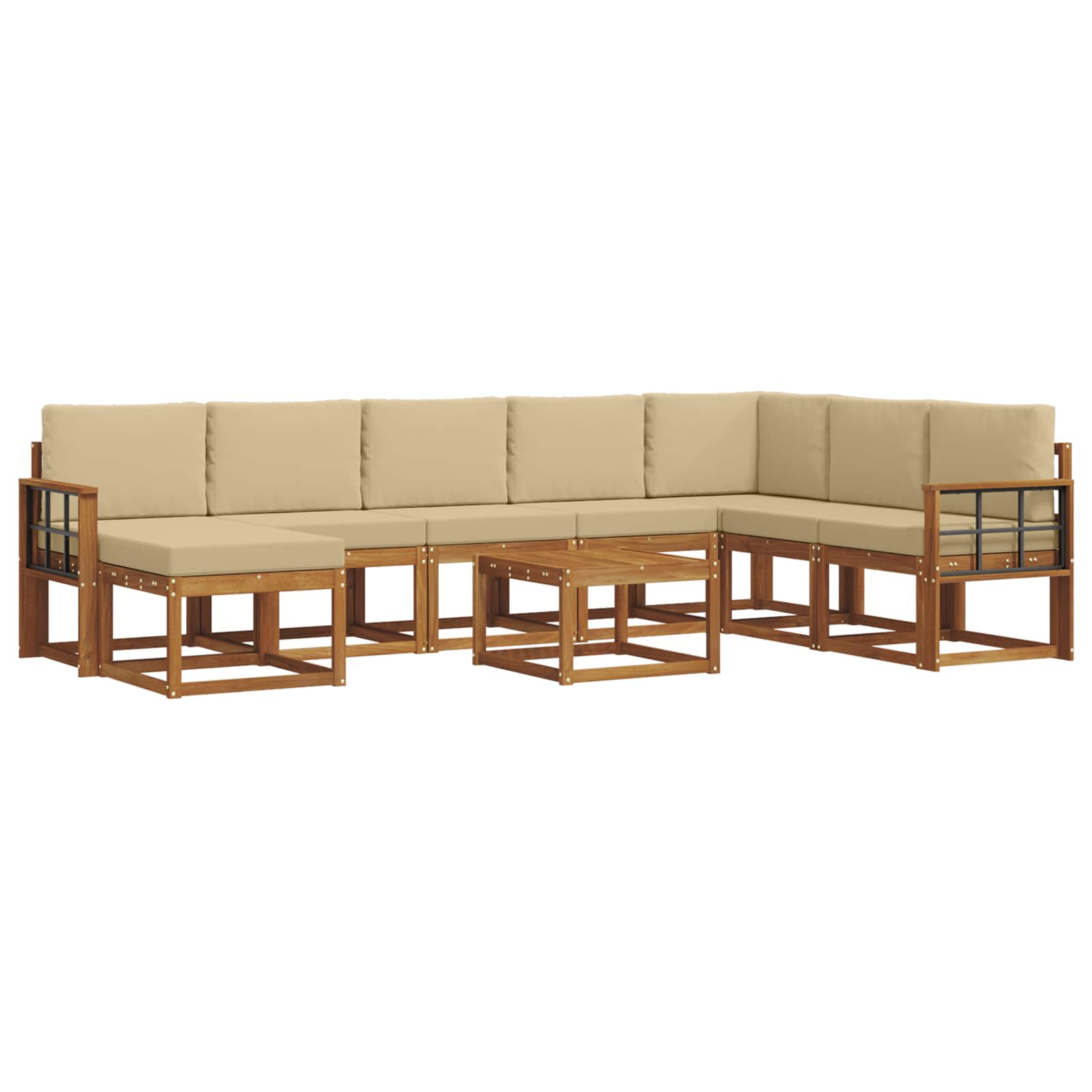 Set di divani da esterno con cuscino 9 pcs Naturale e Beige | homemem39