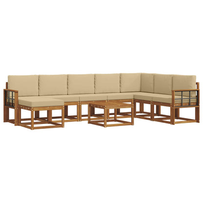 Set di divani da esterno con cuscino 9 pcs Naturale e Beige