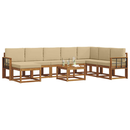 Set di divani da esterno con cuscino 9 pcs Naturale e Beige | homemem39