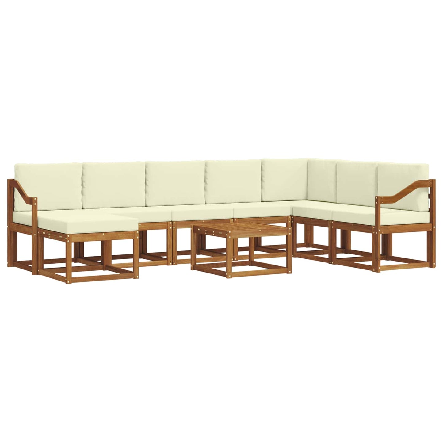 Set di divani da esterno con cuscino 9 pcs Naturale e Crema | homemem39