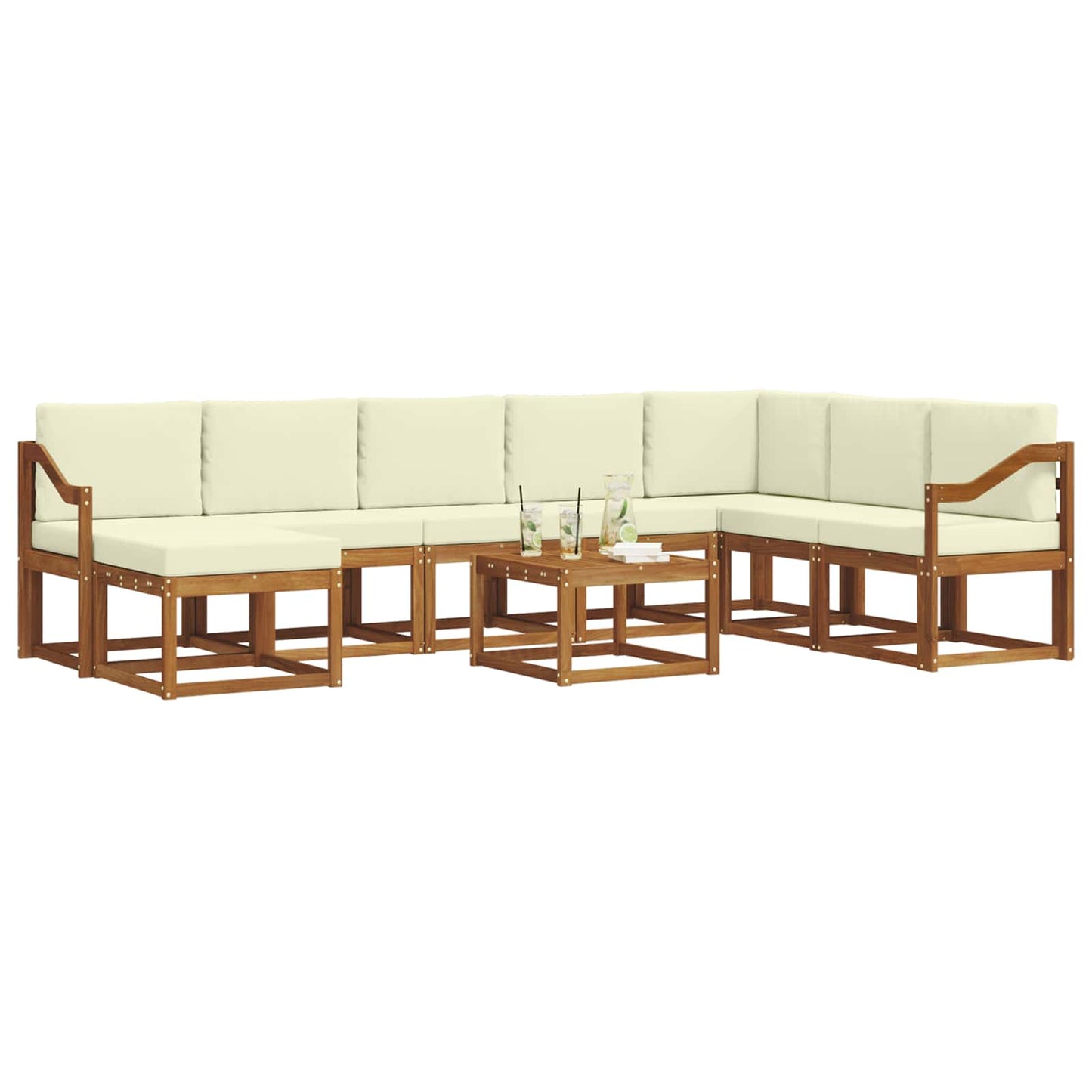Set di divani da esterno con cuscino 9 pcs Naturale e Crema