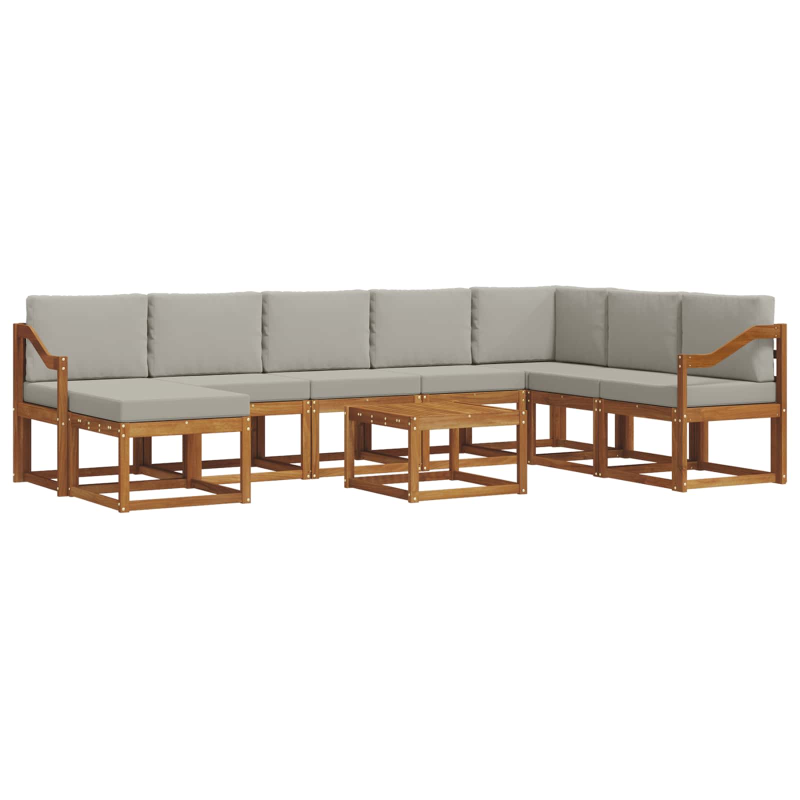 Set di divani da esterno 9 pcs Grigio Naturale e Chiaro | homemem39