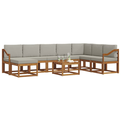 Set di divani da esterno 9 pcs Grigio Naturale e Chiaro | homemem39