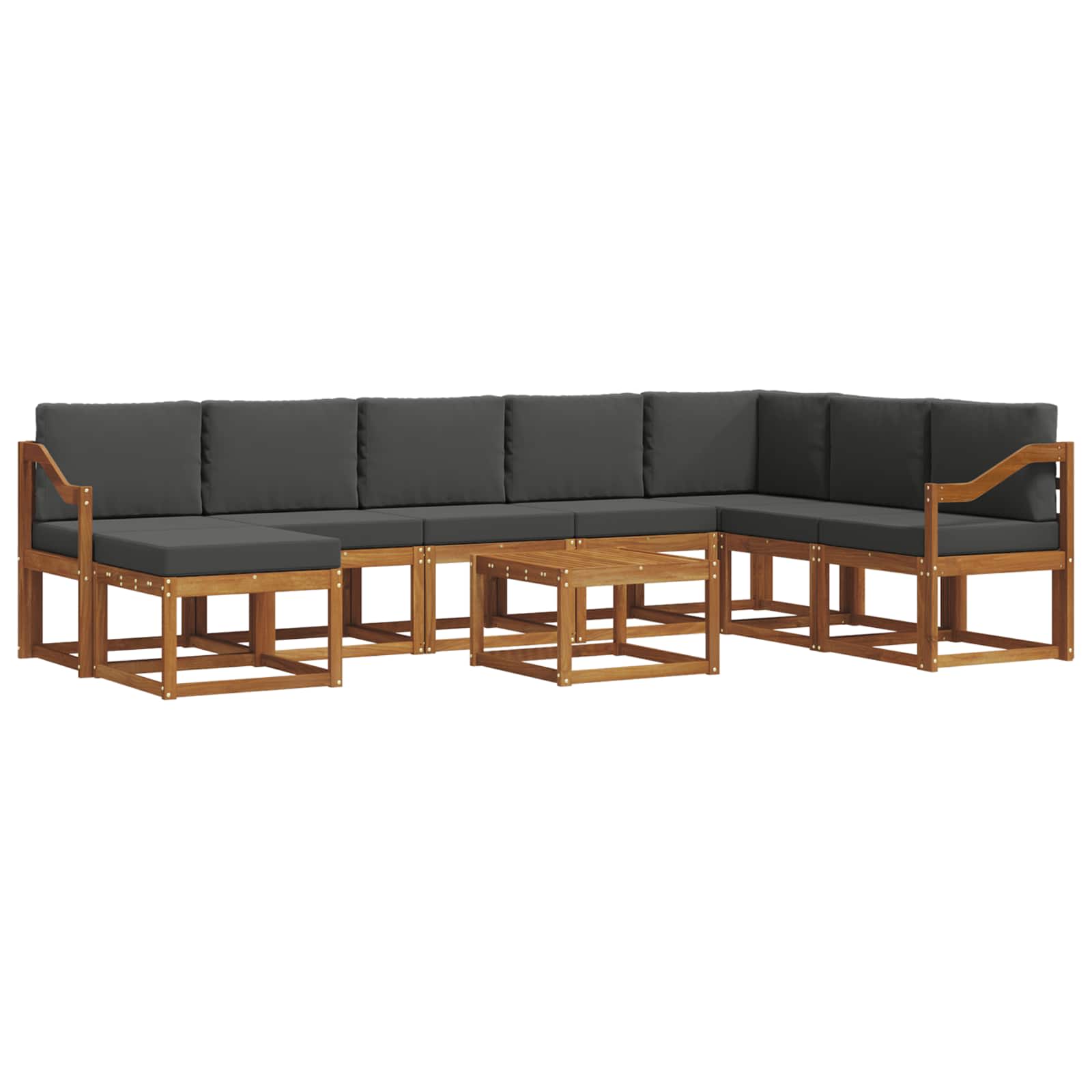Set di divani da esterno con cuscino 9 pcs Naturale e Antracite | homemem39