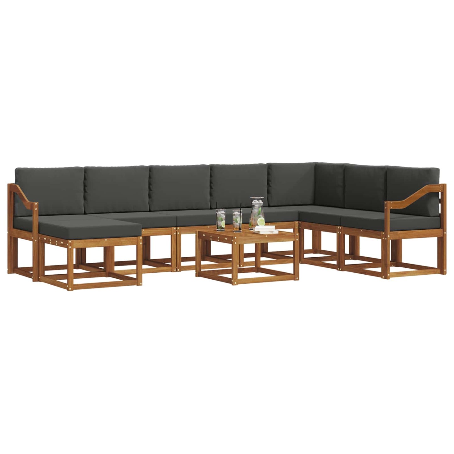 Set di divani da esterno con cuscino 9 pcs Naturale e Antracite