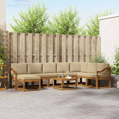 Set di divani da esterno con cuscino 9 pcs Naturale e Beige | homemem39