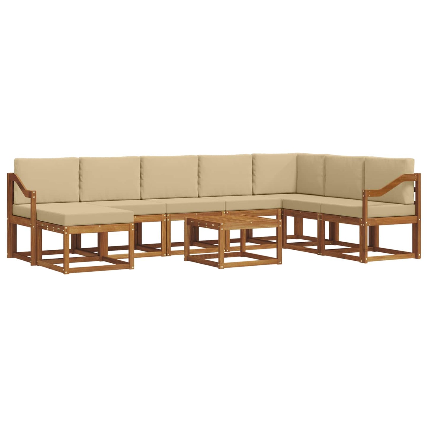 Set di divani da esterno con cuscino 9 pcs Naturale e Beige | homemem39
