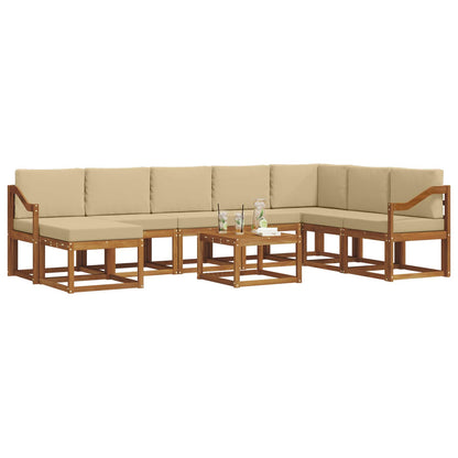 Set di divani da esterno con cuscino 9 pcs Naturale e Beige | homemem39