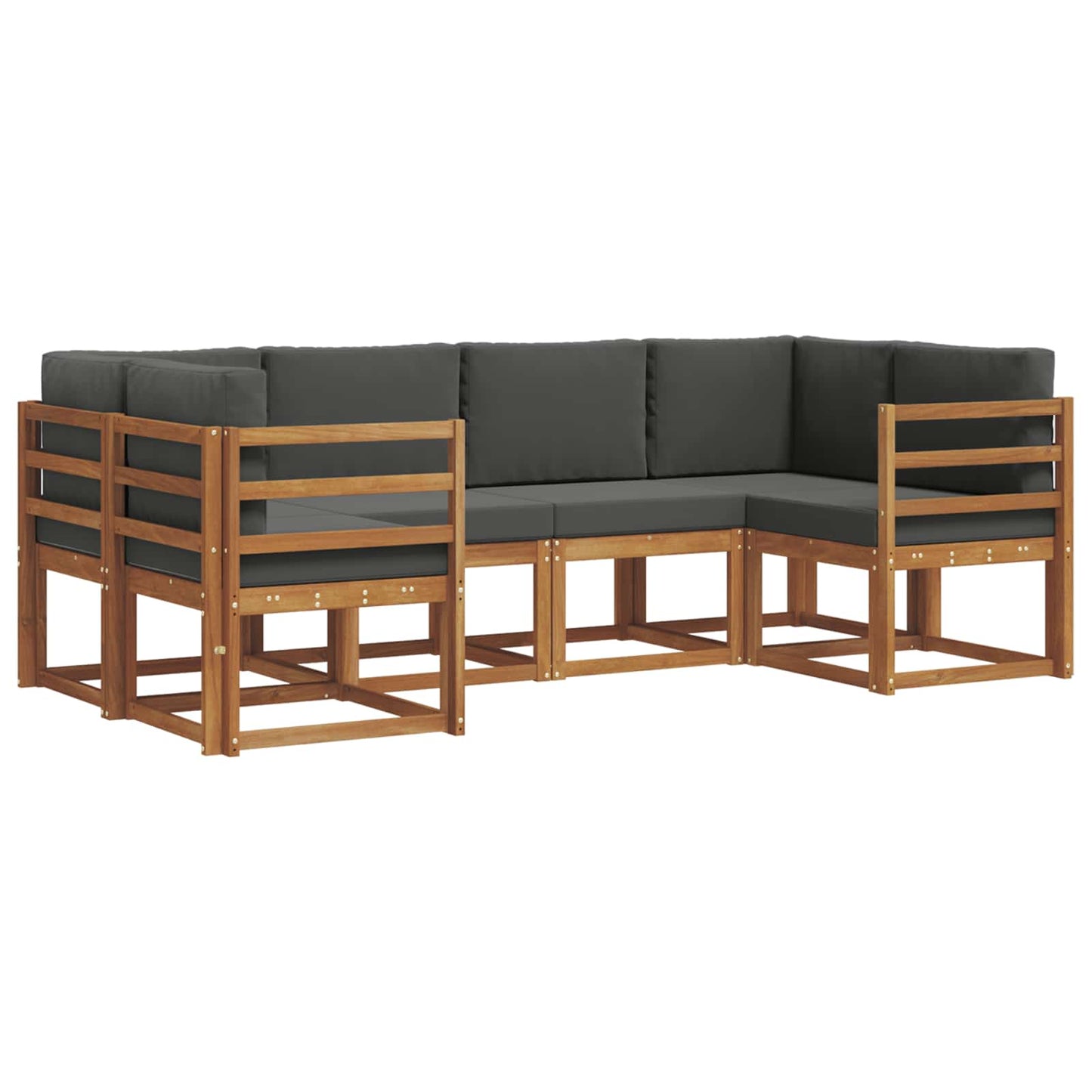 Set di divani da esterno con cuscino 6 pcs Naturale e Antracite