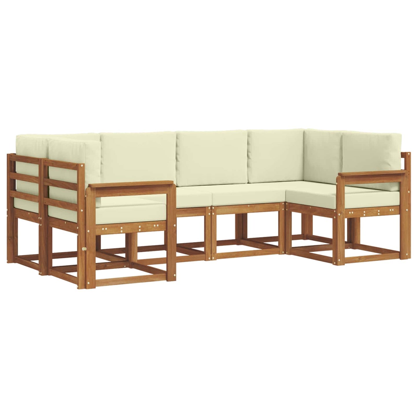 Set di divani da esterno con cuscino 6 pcs Naturale e Crema