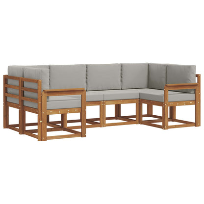 Set di divani da esterno 6 pcs Grigio Naturale e Chiaro