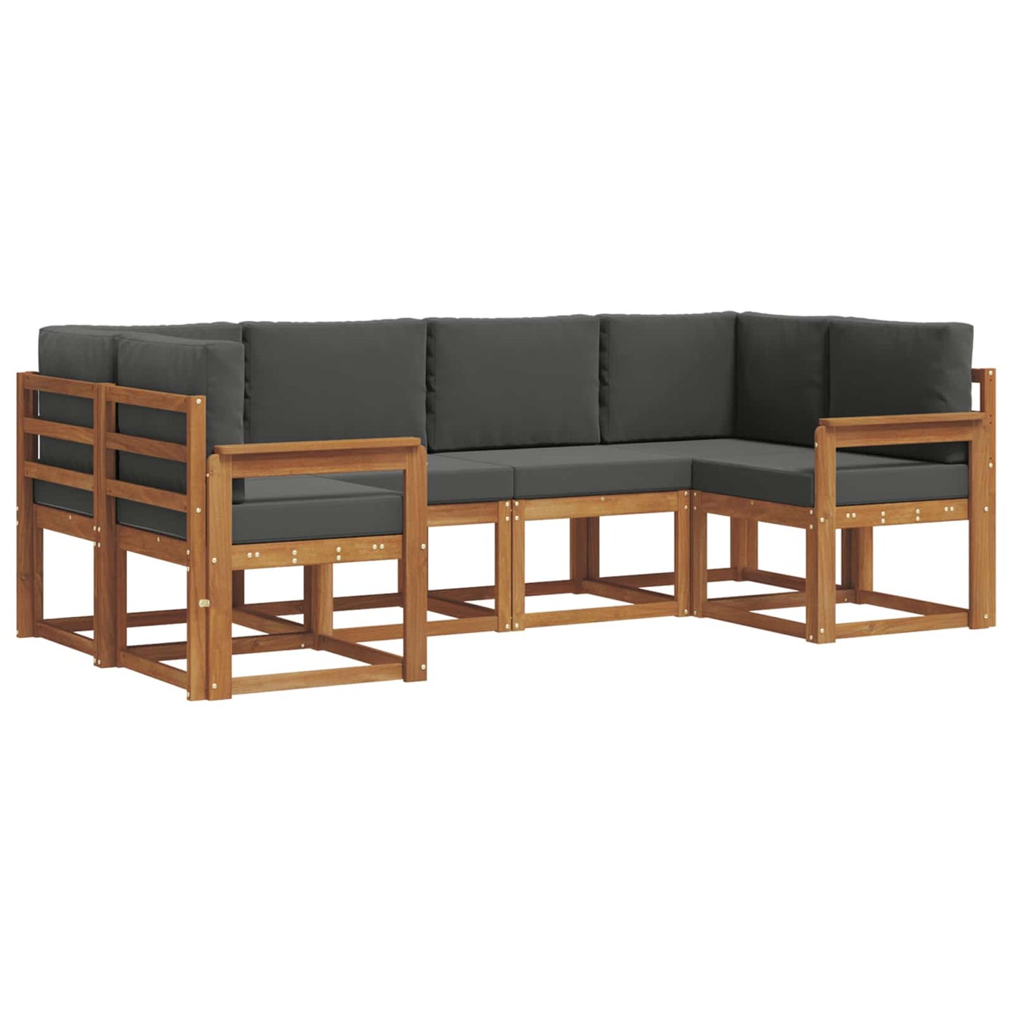 Set di divani da esterno con cuscino 6 pcs Naturale e Antracite | homemem39