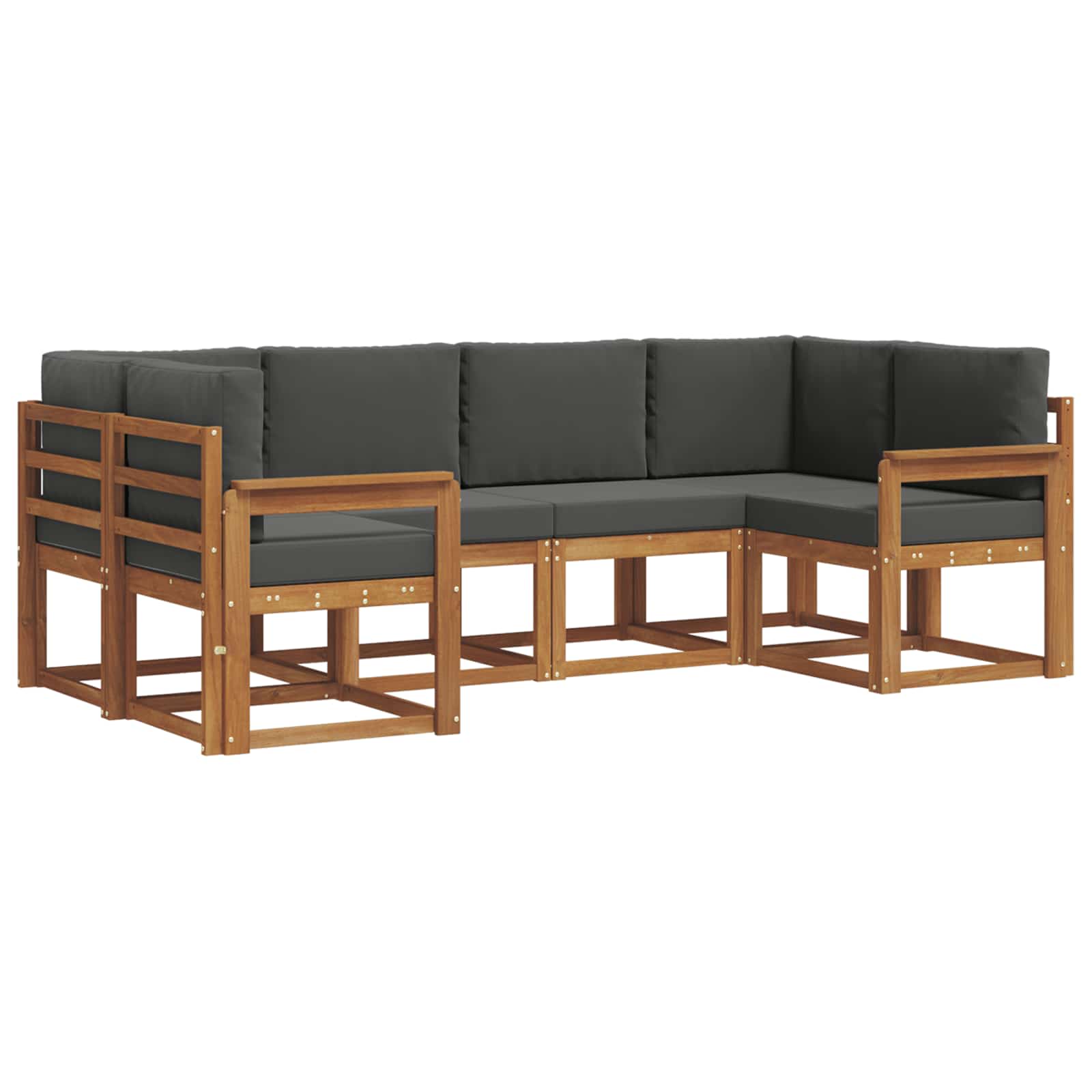 Set di divani da esterno con cuscino 6 pcs Naturale e Antracite | homemem39