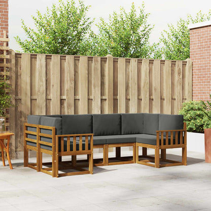 Set di divani da esterno con cuscino 6 pcs Naturale e Antracite