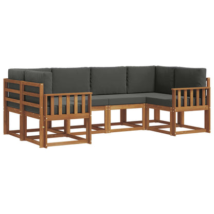 Set di divani da esterno con cuscino 6 pcs Naturale e Antracite | homemem39