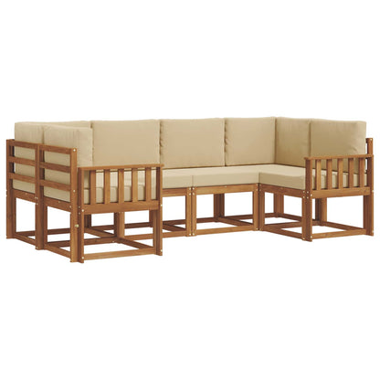 Set di divani da esterno con cuscino 6 pcs Naturale e Beige