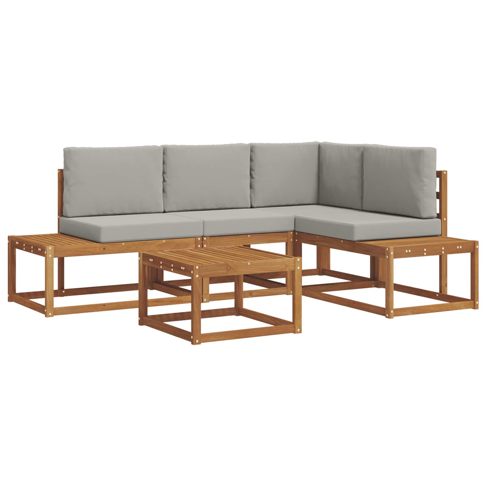Set di divani da esterno 5 Pezzo Grigio Naturale e Chiaro | homemem39