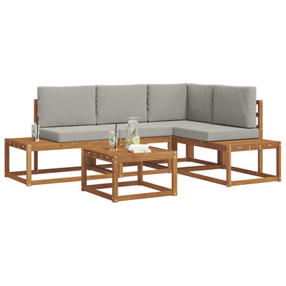Set di divani da esterno 5 Pezzo Grigio Naturale e Chiaro | homemem39