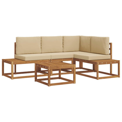 Set di divani da esterno con cuscino 5 Pezzo Naturale e Beige | homemem39