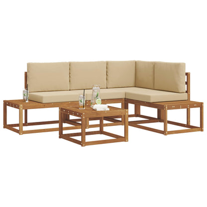 Set di divani da esterno con cuscino 5 Pezzo Naturale e Beige | homemem39