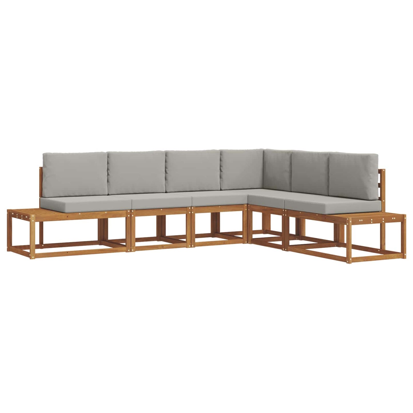 Set di divani da esterno 6 Pezzo Grigio Naturale e Chiaro | homemem39