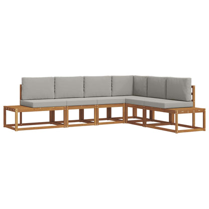 Set di divani da esterno 6 Pezzo Grigio Naturale e Chiaro | homemem39
