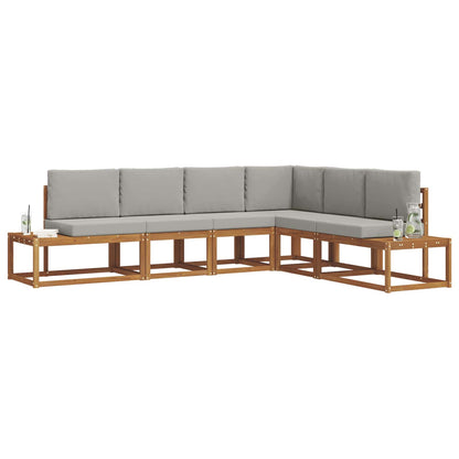 Set di divani da esterno 6 Pezzo Grigio Naturale e Chiaro | homemem39