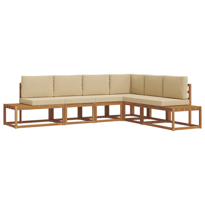 Set di divani da esterno con cuscino 6 Pezzo Naturale e Beige | homemem39