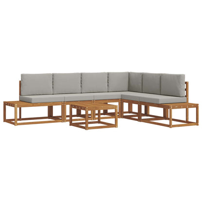 Set di divani da esterno 7 Pezzo Grigio Naturale e Chiaro | homemem39