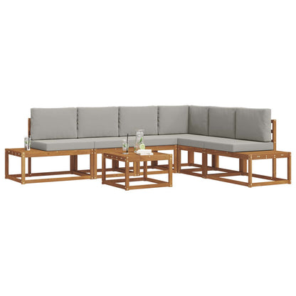 Set di divani da esterno 7 Pezzo Grigio Naturale e Chiaro | homemem39