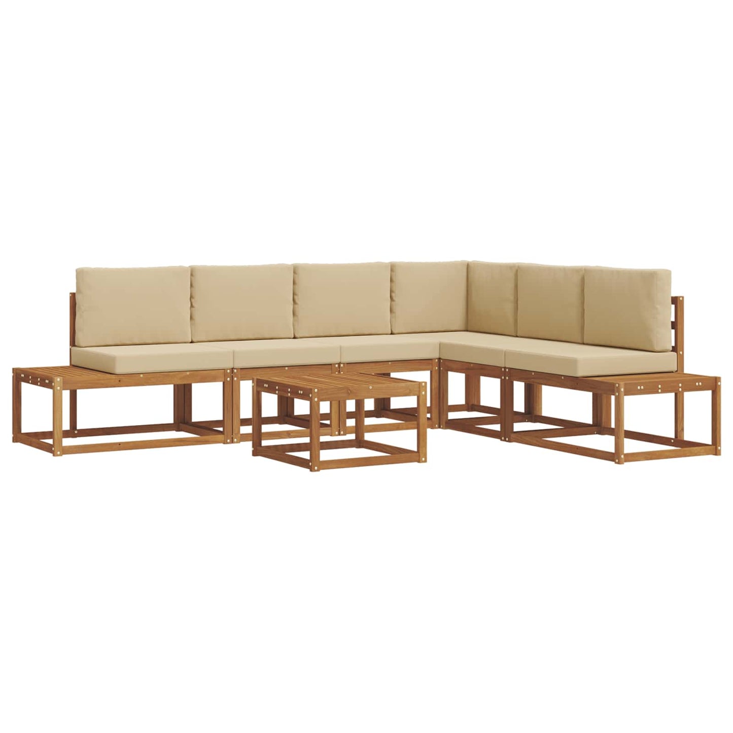 Set di divani da esterno con cuscino 7 Pezzo Naturale e Beige | homemem39