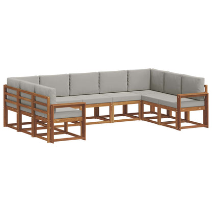 Set di divani da esterno 9 pz 9-Posti Naturale e Grigio Chiaro | homemem39