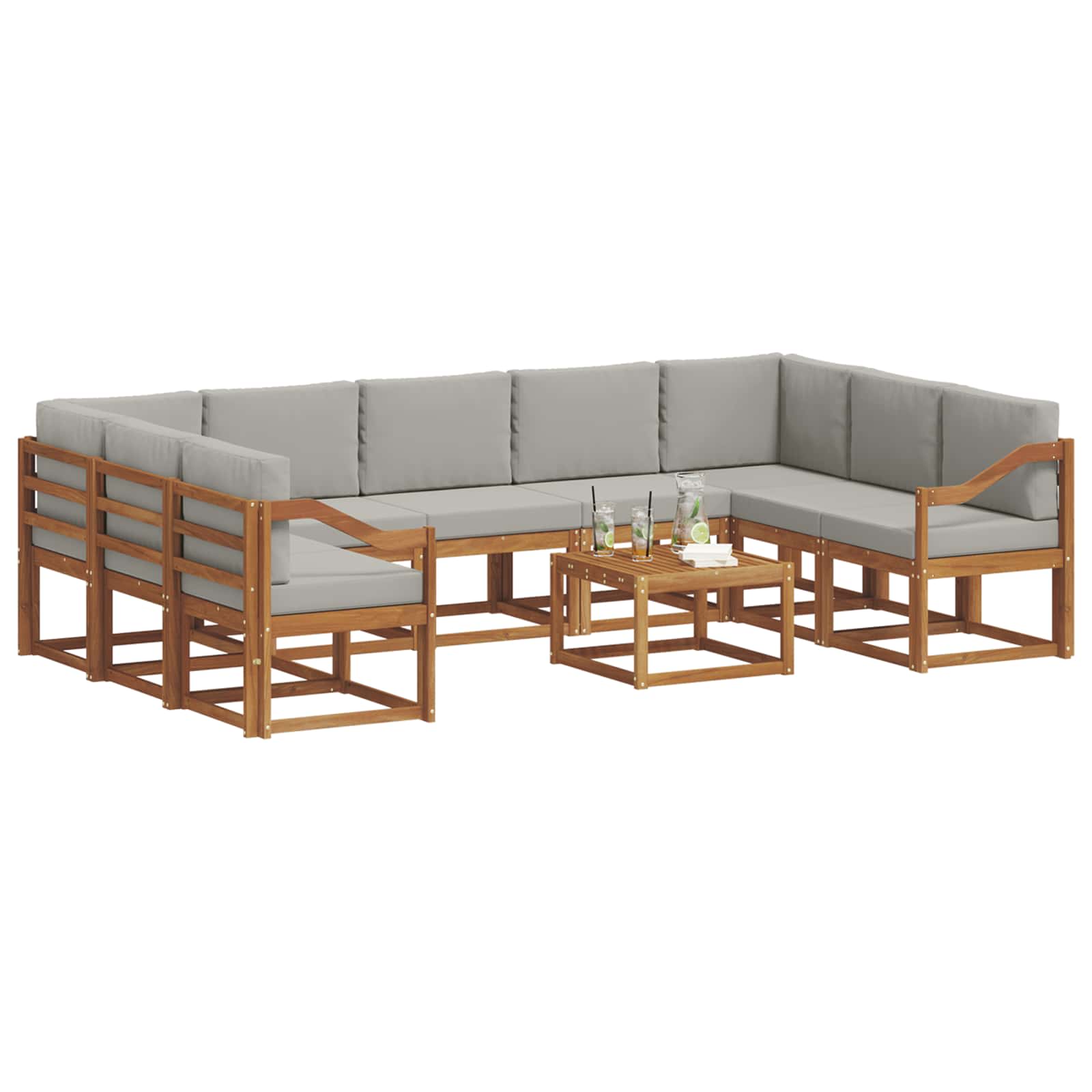 Set di divani da esterno 10 pcs Grigio Naturale e Chiaro | homemem39