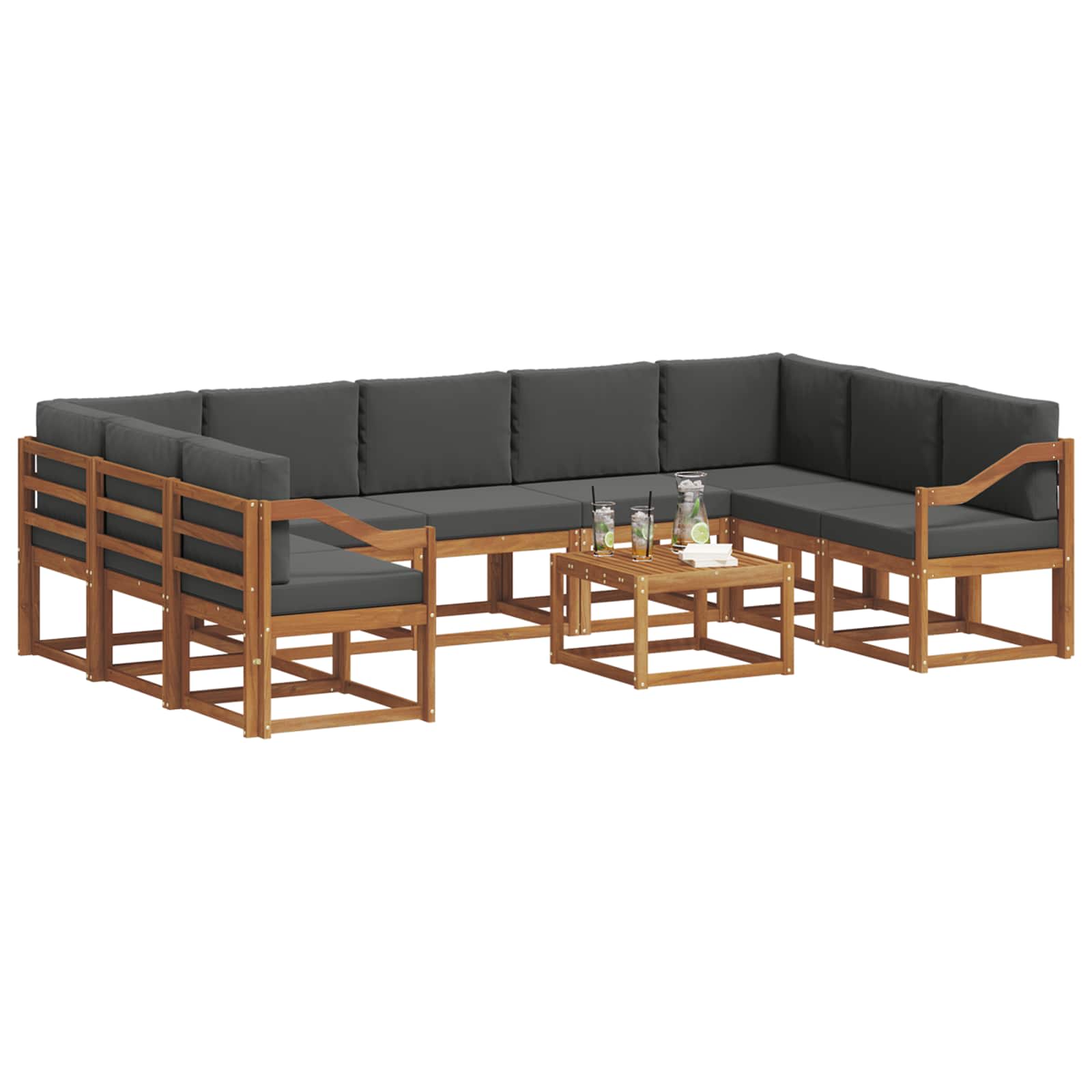 Set di divani da esterno 10 pcs Naturale e Antracite | homemem39