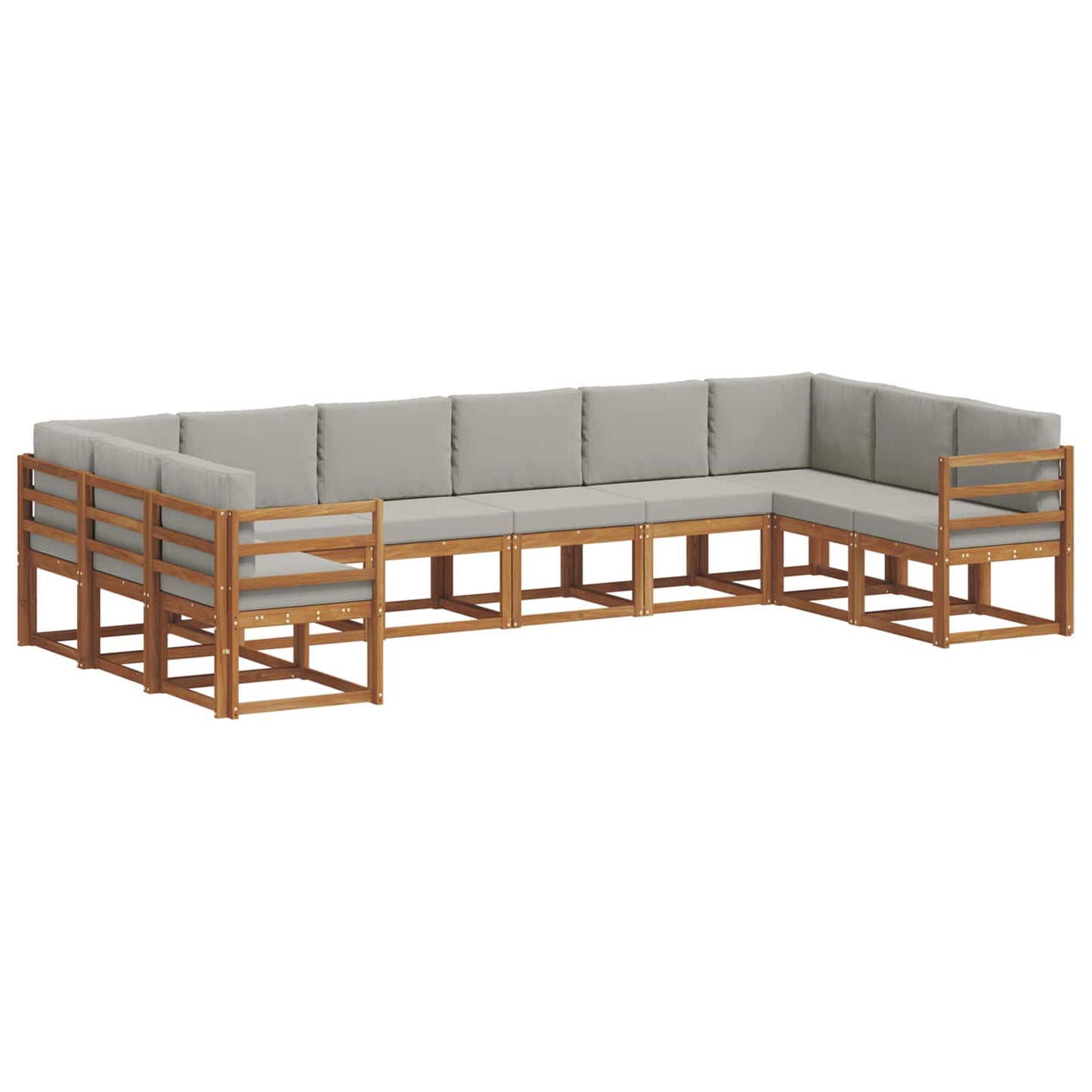 Set di divani da esterno 10 pcs Grigio Naturale e Chiaro