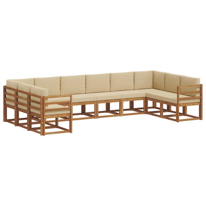 Set di divani da esterno con cuscino 10 pcs Naturale e Beige | homemem39