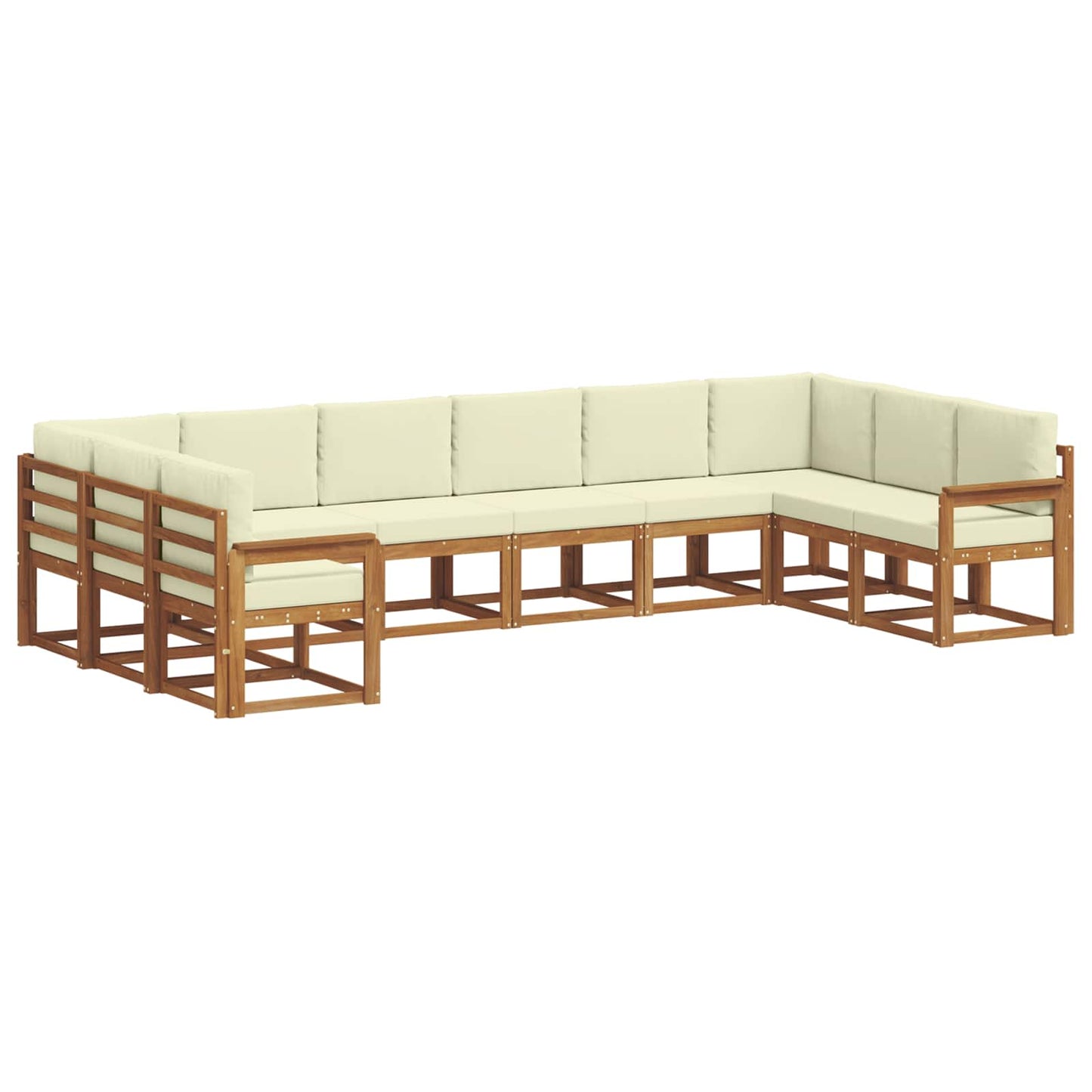 Set di divani da esterno con cuscino 10 pcs Naturale e Crema | homemem39