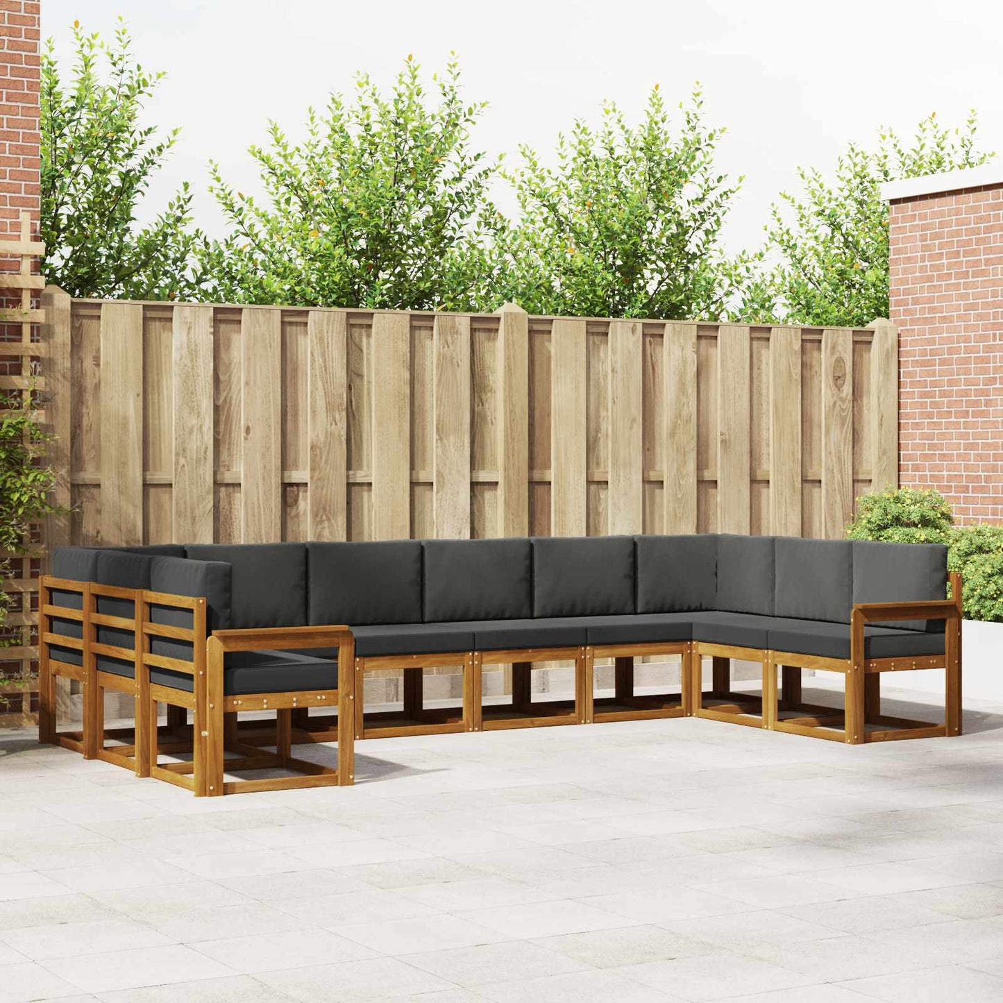 Set di divani da esterno 10 pcs Naturale e Antracite