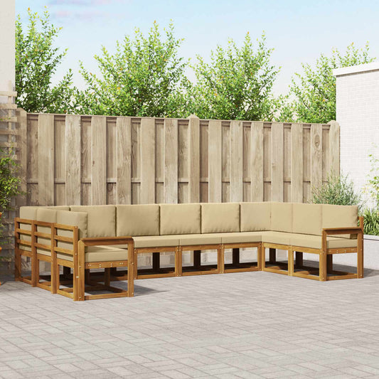 Set di divani da esterno con cuscino 10 pcs Naturale e Beige | homemem39