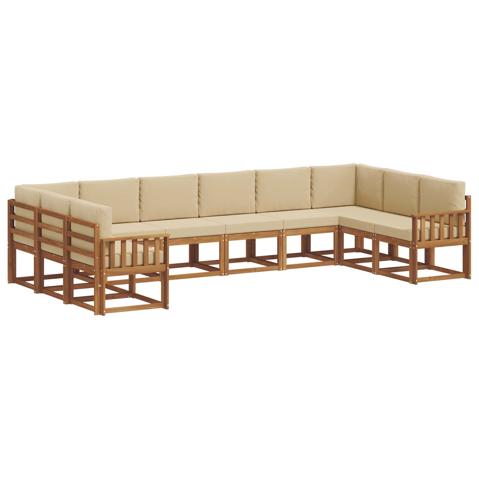 Set di divani da esterno con cuscino 10 pcs Naturale e Beige | homemem39