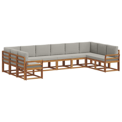 Set di divani da esterno 10 pcs Grigio Naturale e Chiaro