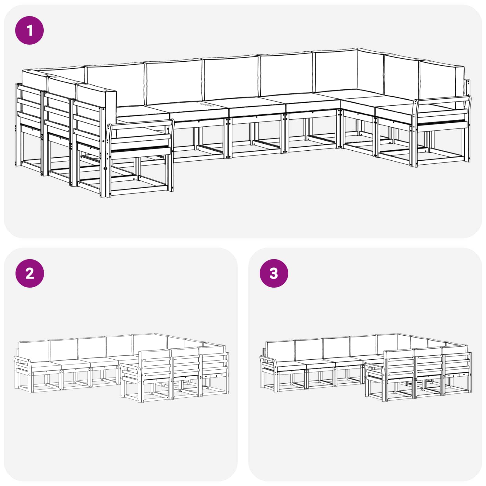 Set di divani da esterno 10 pcs Grigio Naturale e Chiaro | homemem39