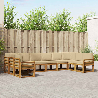 Set di divani da esterno con cuscino 10 pcs Naturale e Beige