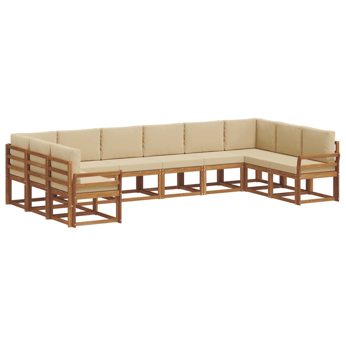 Set di divani da esterno con cuscino 10 pcs Naturale e Beige | homemem39