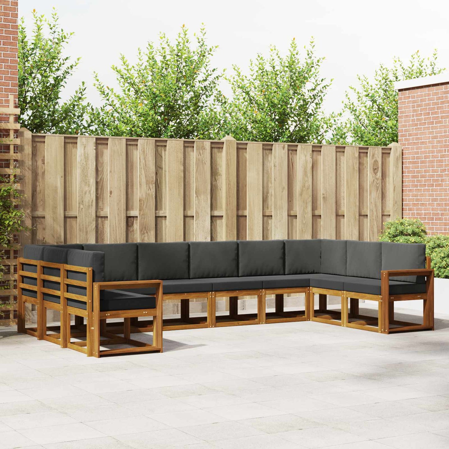 Set di divani da esterno 10 pcs Naturale e Antracite