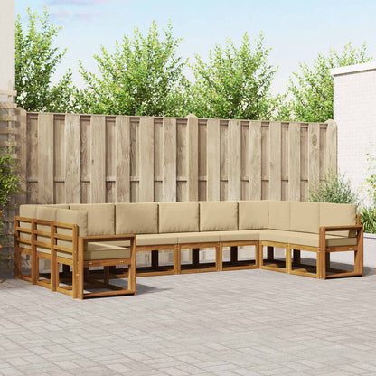 Set di divani da esterno con cuscino 10 pcs Naturale e Beige