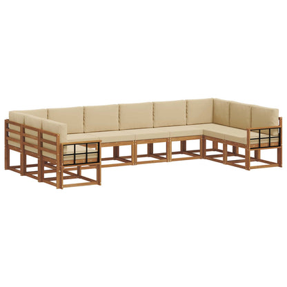 Set di divani da esterno con cuscino 10 pcs Naturale e Beige | homemem39