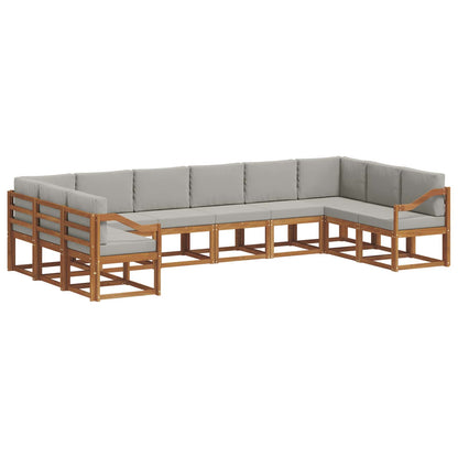 Set di divani da esterno 10 pcs Grigio Naturale e Chiaro | homemem39