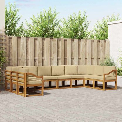Set di divani da esterno con cuscino 10 pcs Naturale e Beige