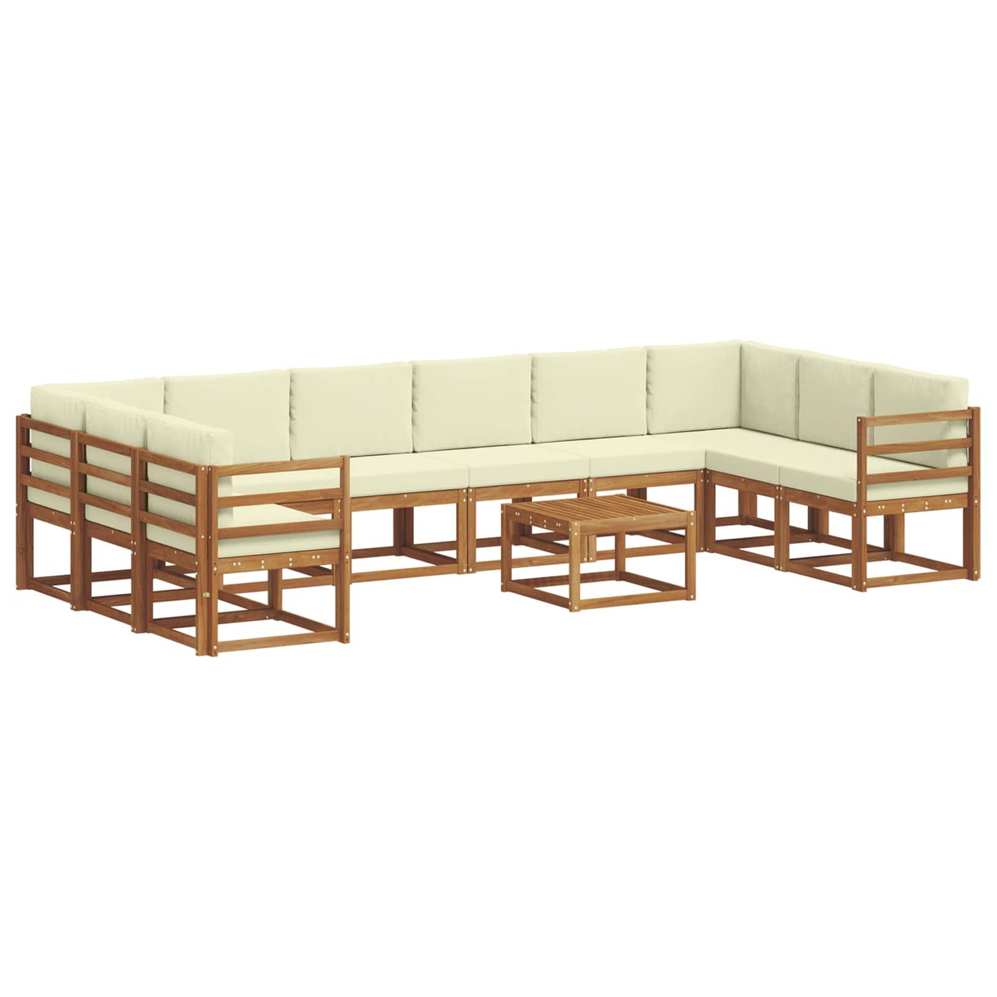Set di divani da esterno con cuscino 11 pcs Naturale e Crema